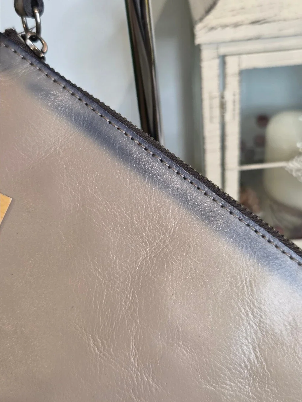 Patricia Nash Cassini Leather Wristlet Stone Grey Distressed Vintage Clutch